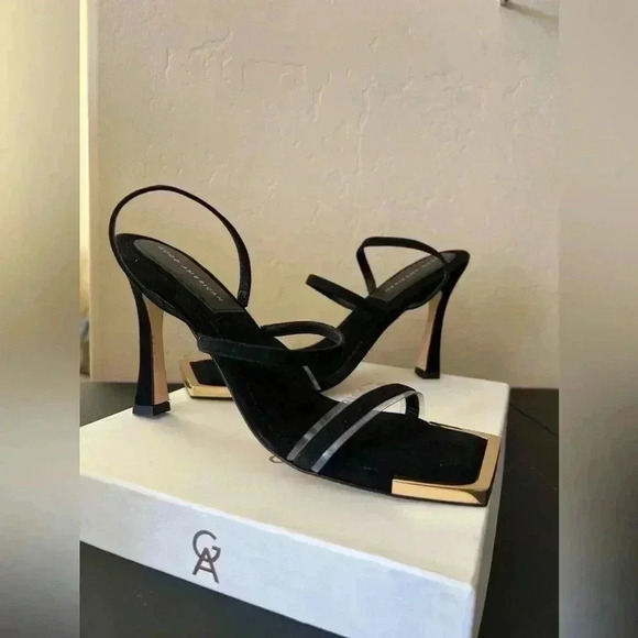 GOOD AMERICAN  The Standout Square Toe Sandal Suede Black Size 10 1/2 Hee… - Picture 9 of 9